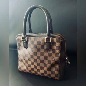 Authentic LOUIS VUITTON Brera Damier Ebene Satchel Bag Brown